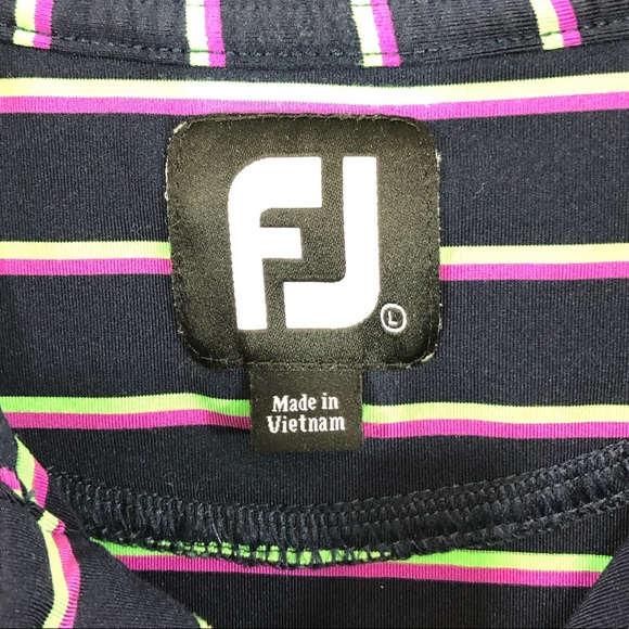 FootJoy Men's Blue Striped Golf Polo Shirt Size L. - Picture 3 of 6